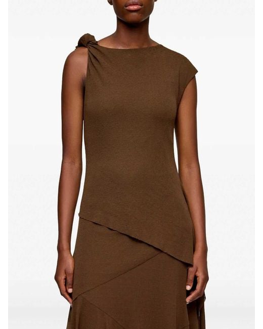 Ganni Brown Marl Mesh Long Dress