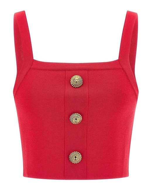 Balmain Red Brassiere Top
