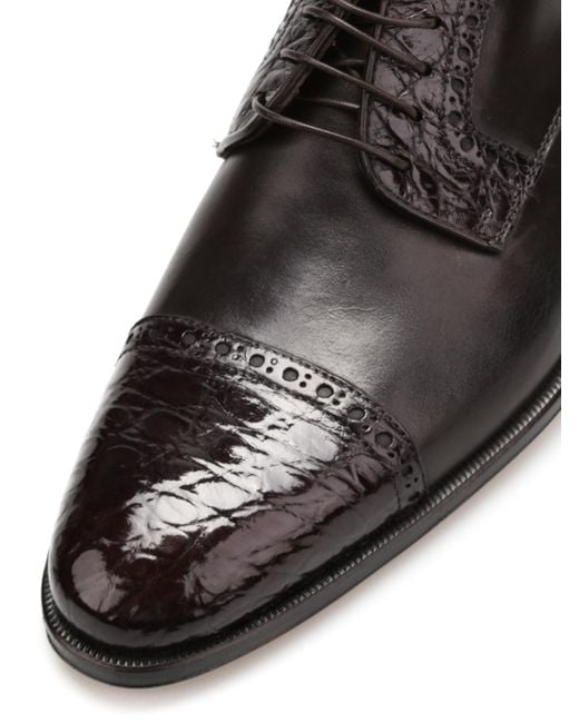 Corneliani Brown Leather Derby Shoes for men