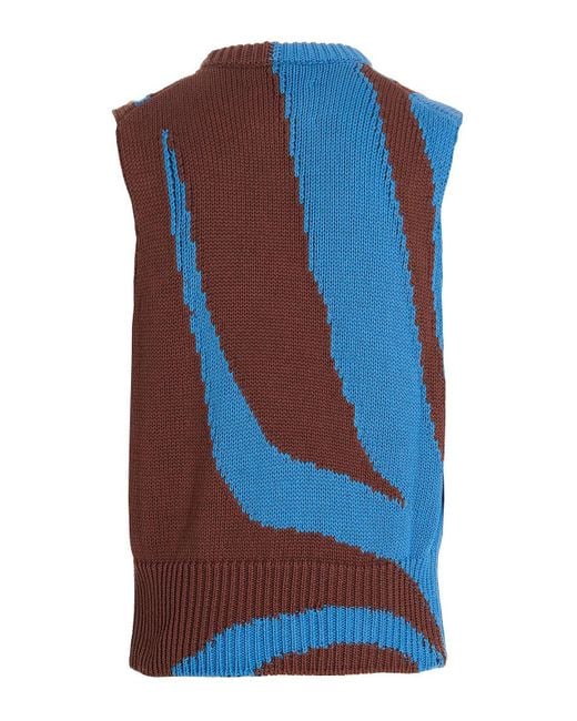 Jil Sander Blue Colorblock Vest for men
