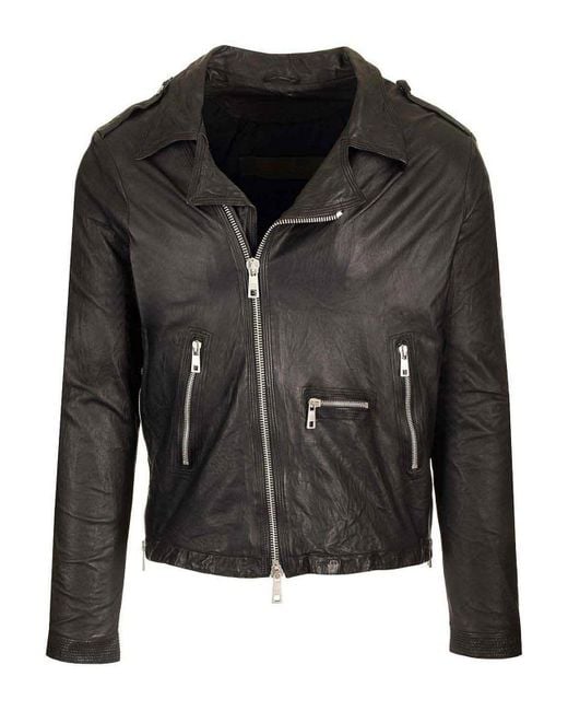 Giorgio Brato Black Lamb Leather Biker Jacket for men