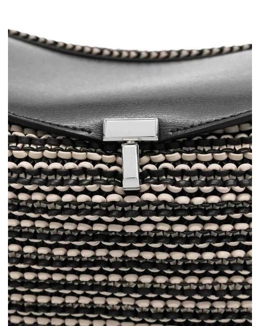Totême Black T-Lock Leather Top Handle Bag