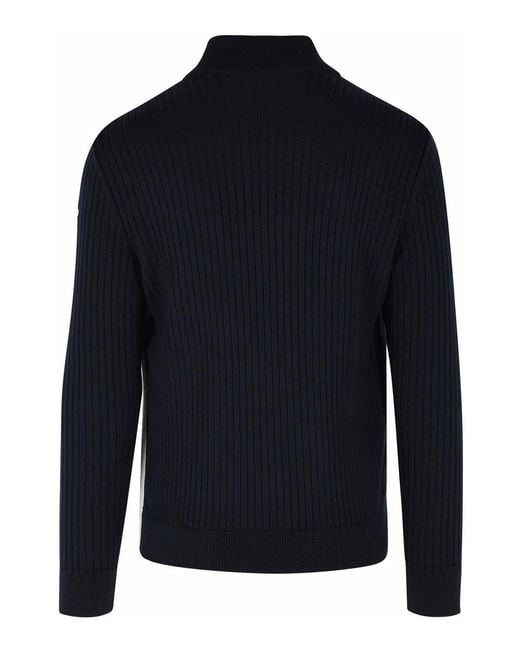 Moncler Blue Padded Virgin Wool Cardigan for men