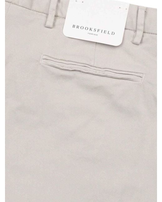 Brooksfield White Pantaloni Chino Tinto Capo for men