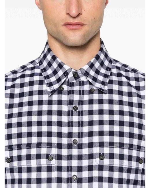 Thom Browne Blue Utility Shirt With Patch Pocket for men