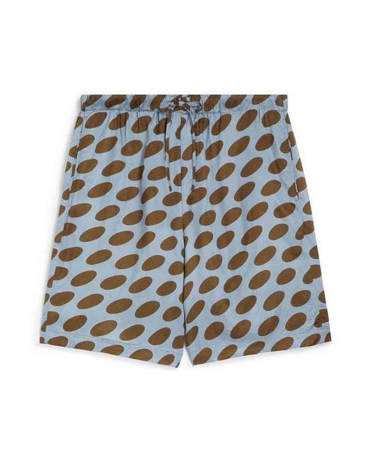 Dries Van Noten Blue Printed Twill Swimshorts for men