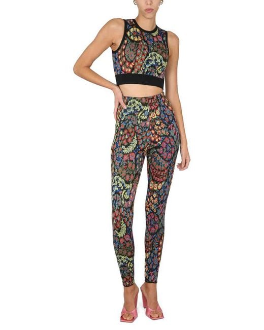 Etro Black Jacquard Wool Blend Top And Leggings