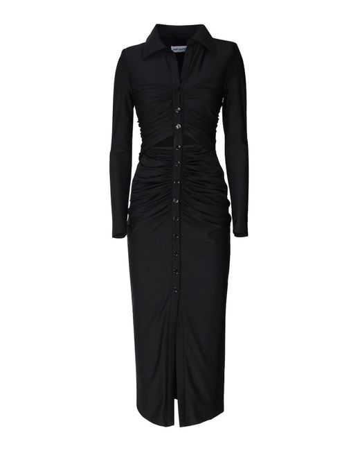 Self-Portrait Black Midi Dress With Ruffled Cut