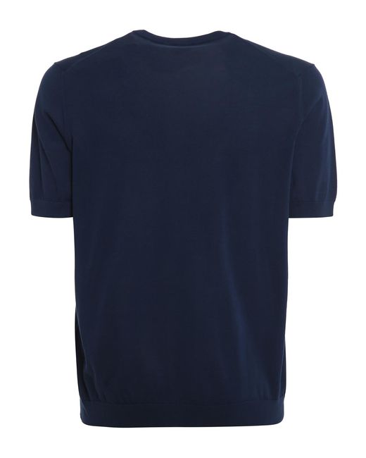 Drumohr Blue Knitted Cotton T-Shirt for men