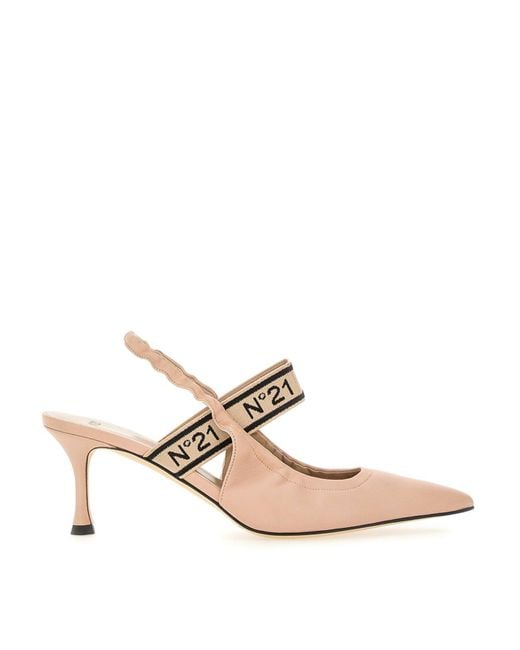N°21 White Slingback With Logo