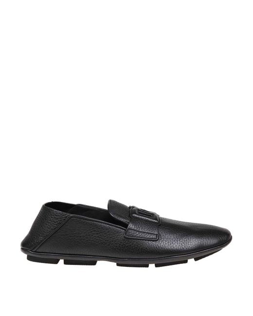 Dolce & Gabbana Black Leather Loafers for men