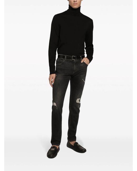 Dolce & Gabbana Black Distressed Jeans for men