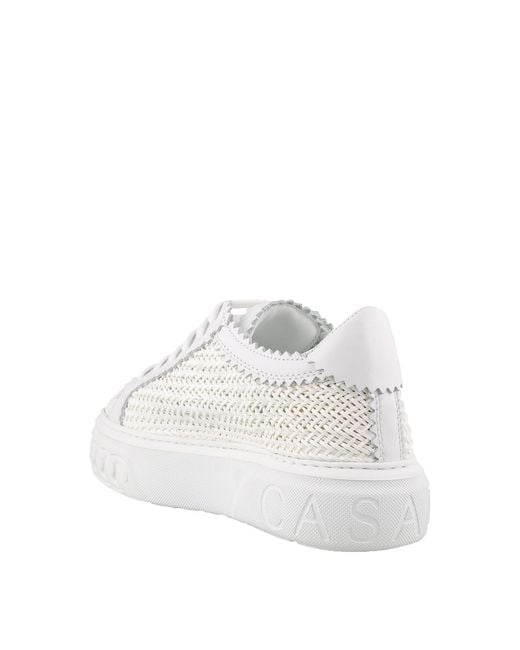 Casadei White Woven Calfskin Sneakers