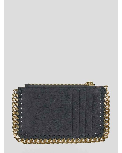 Stella McCartney Gray Card Case In Slate With Chain Edges