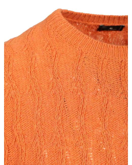 Etro Orange Cashmere Sweater for men