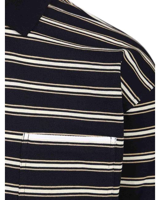 Bottega Veneta Blue Striped Polo Shirt for men