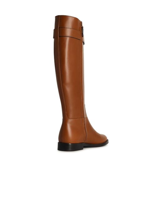 Tory Burch Brown T Lock Leather Boots