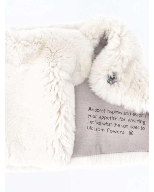Antipast White Fur Muffler Scarf
