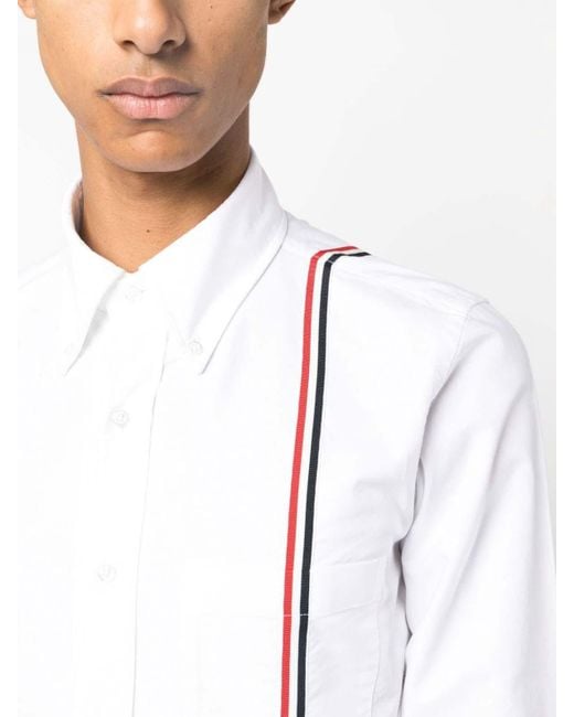 Thom Browne White Rwb Stripe Cotton Shirt for men