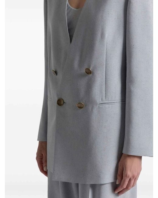 Alberta Ferretti Blue Double-Breasted Padded Viscose Blazer