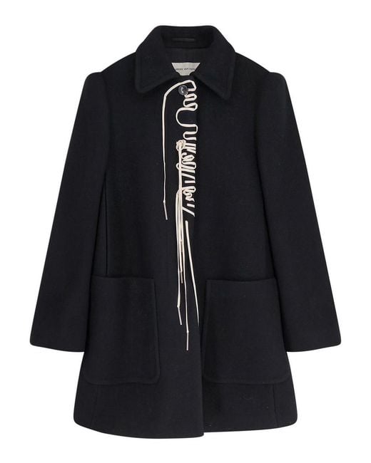 Dries Van Noten Blue Rebela Wool Blend Coat