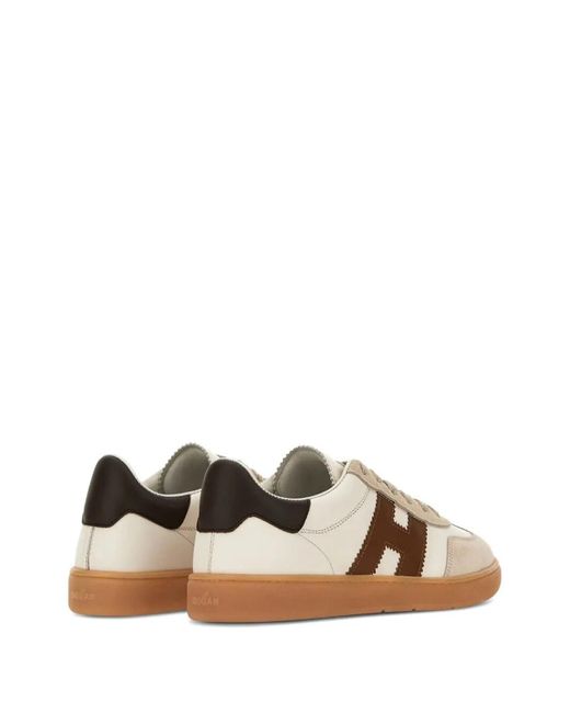 Hogan Brown Cool Smooth And Suede Leather Sneakers