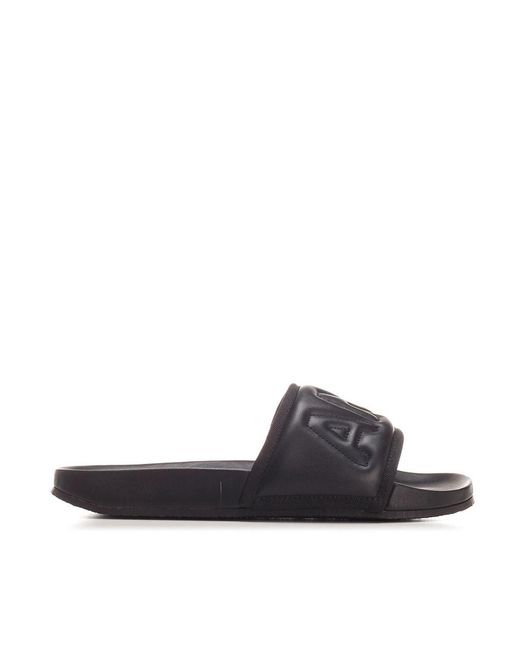 Ambush White Leather Branded Sliders for men