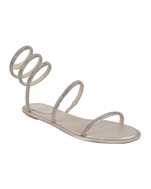Rene Caovilla White Cleo Flat Sandals