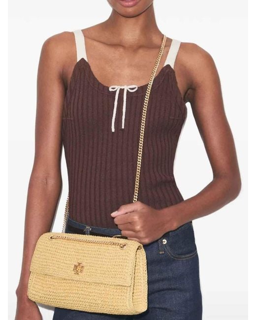 Tory Burch Natural Kira Turnlock Raffia Bag