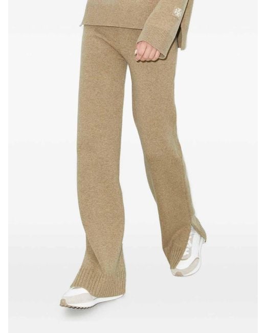 Tory Burch Natural Melange Oatmeal Wool Trousers