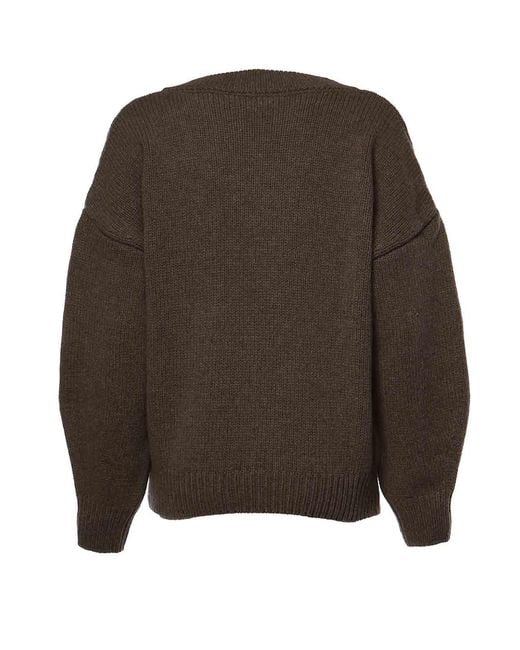 ROTATE BIRGER CHRISTENSEN Brown Wool Sweater With Logo