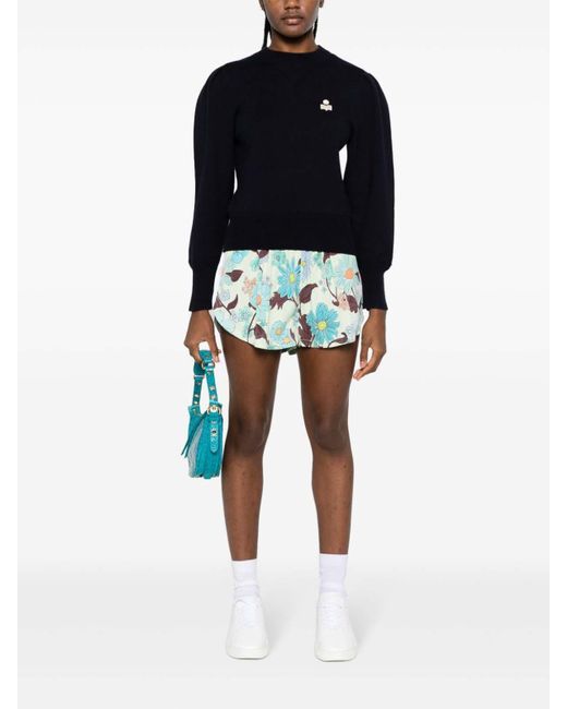 Isabel Marant Blue Kelaya Puff-Sleeved Jumper