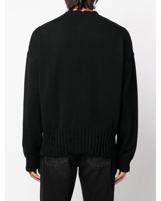 Marni Black Distress-Knit Detail Jumper for men