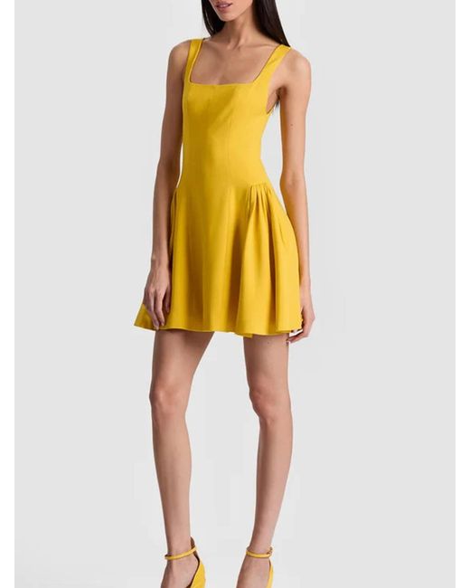 Alice + Olivia Yellow Vera Fit And Flare Mini Dress