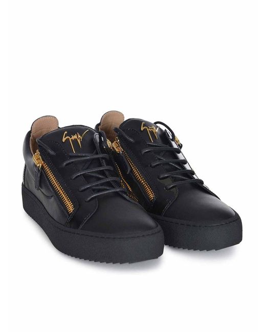 Giuseppe Zanotti Black Sneakers Made Of Leather for men