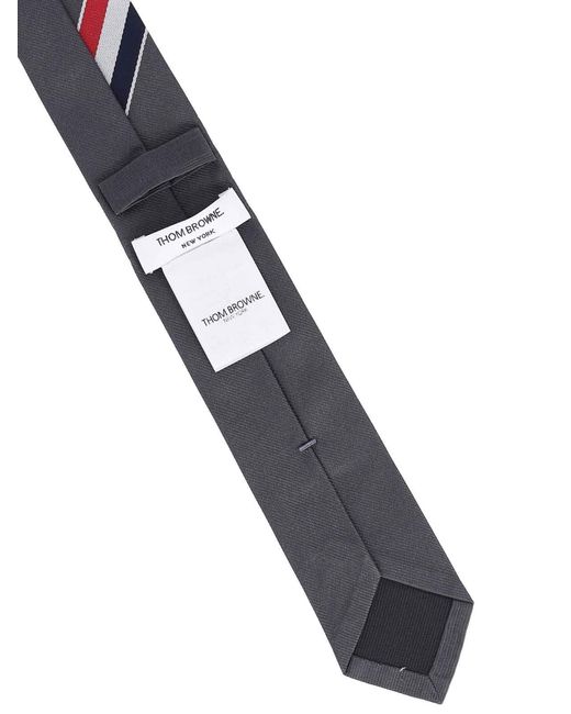 Thom Browne Gray Stripe Detail Tie for men