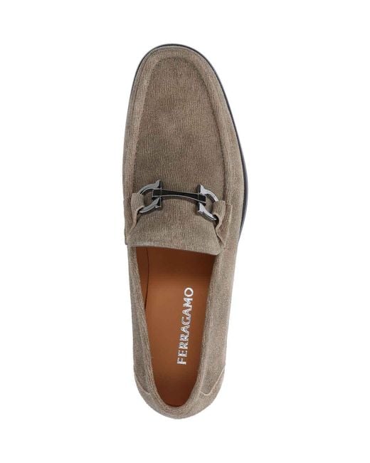 Ferragamo Gray Suede Loafers for men