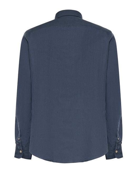 Eleventy Blue Linen Shirt for men