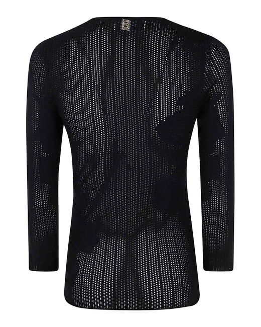 Blugirl Blumarine Black Ecs Viscose V Neck Sweater