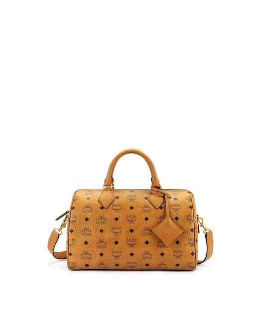 MCM Brown Ella Boston Bag Medium
