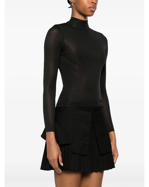Courreges Black Second Skin Mockneck Top