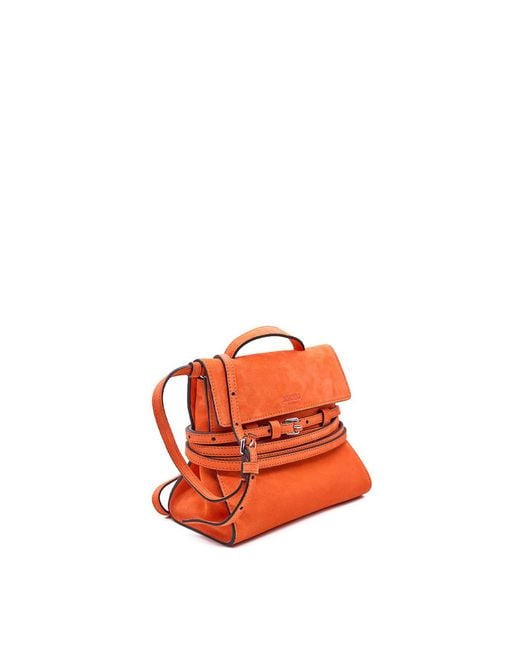 Moschino Orange Tie Me Small Suede Bag