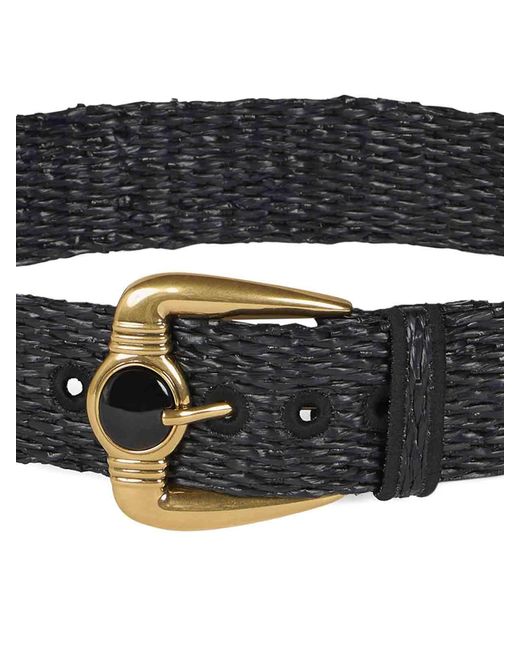 Etro Black Belt Raffia