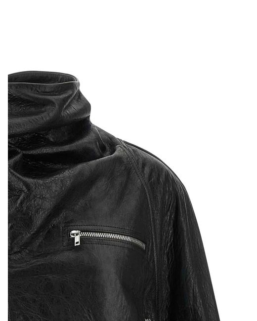 Rick Owens Black Cropped Scarf Flight Jacket