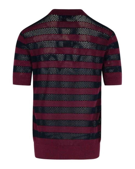 Dries Van Noten Mercy Burgundy Viscose Blend Polo Shirt in