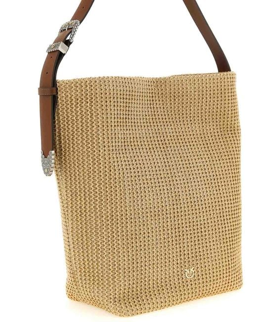 Pinko White Raffia Bucket