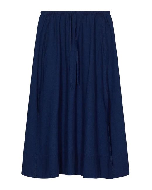 Closed Blue Gathered Skirt