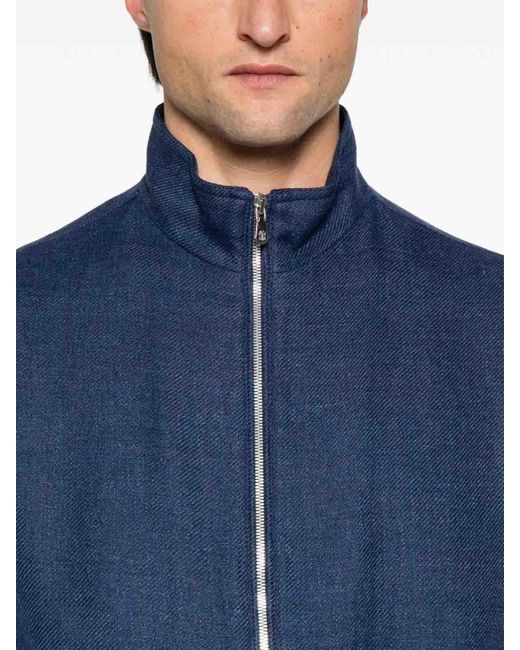 Brunello Cucinelli Blue Bomber Jacket for men
