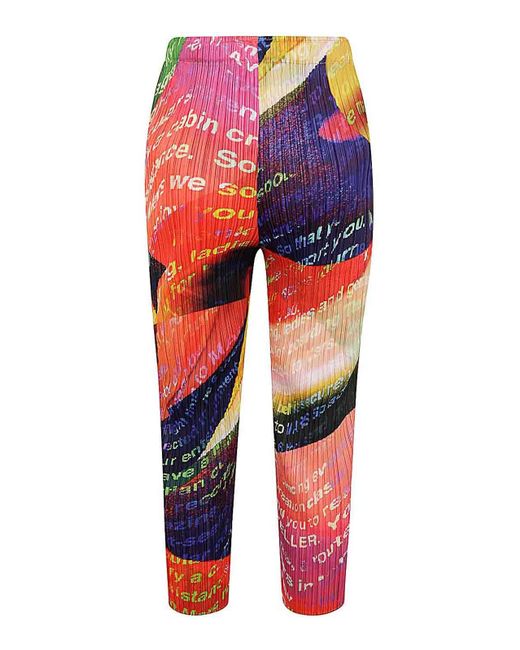 Pleats Please Issey Miyake Red Casual Pants