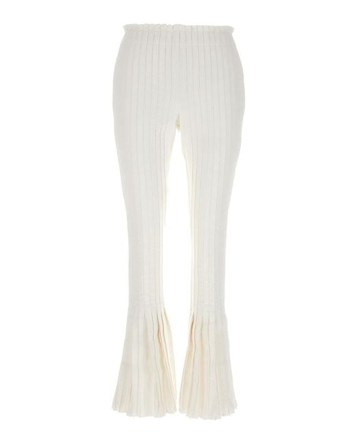 Sacai White Ribbed Pleated Pants